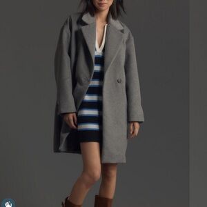 Maeve By Anthropologie Relaxed Cocoon Coat Grey Size Medium NWT